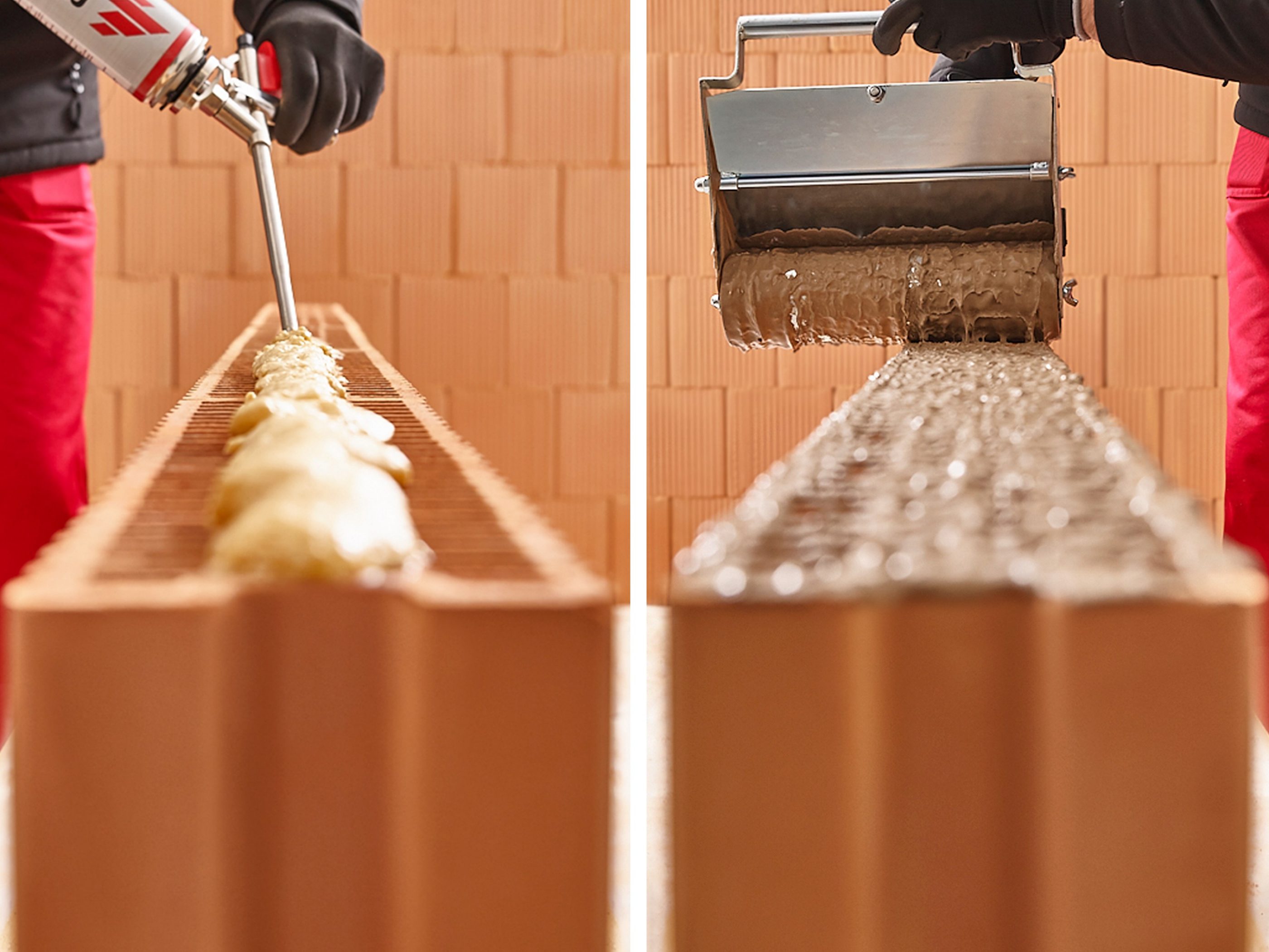 Punere in opera Porotherm Profi 12 N+F_solutie spuma Dryfix extra & mortar in rost subtiree in opera Porotherm Profi_solutie spuma Dryfix extra & mortar in rost subtire