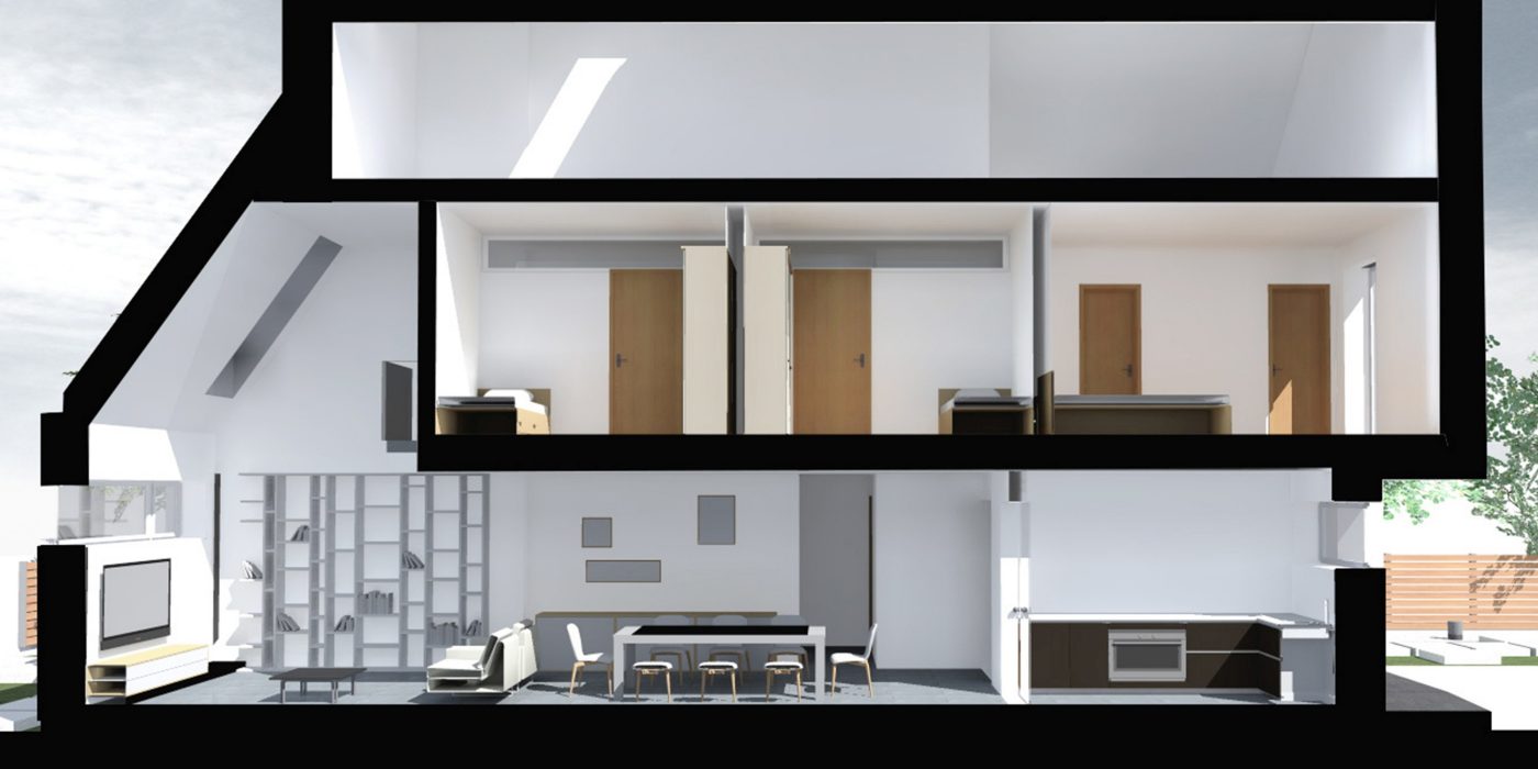 graphic house in section first e4 house in romania