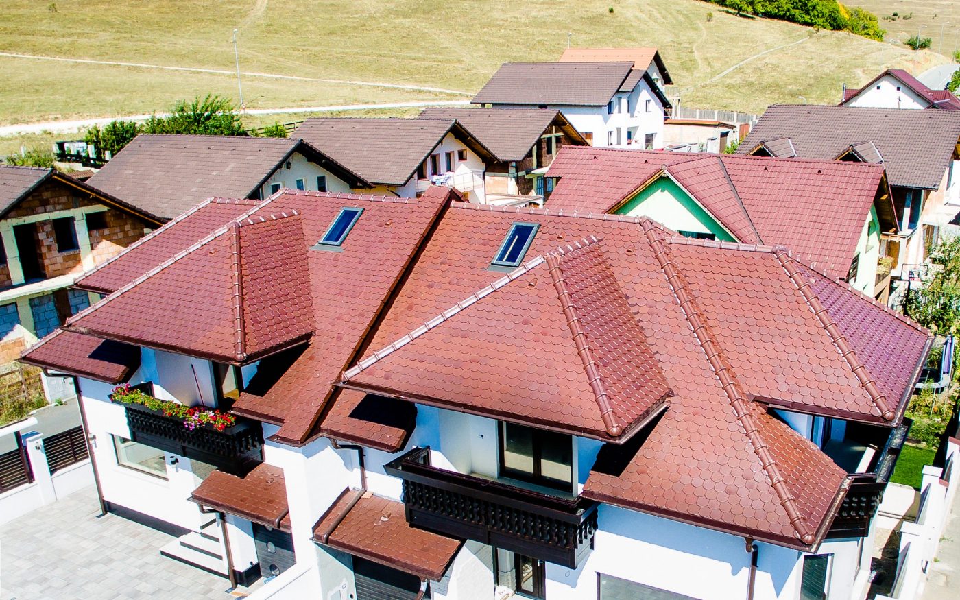 Brasov duplex aerial photo, tondach